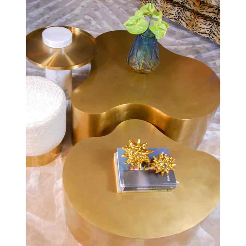 Pebble Brushed Gold Coffee Table