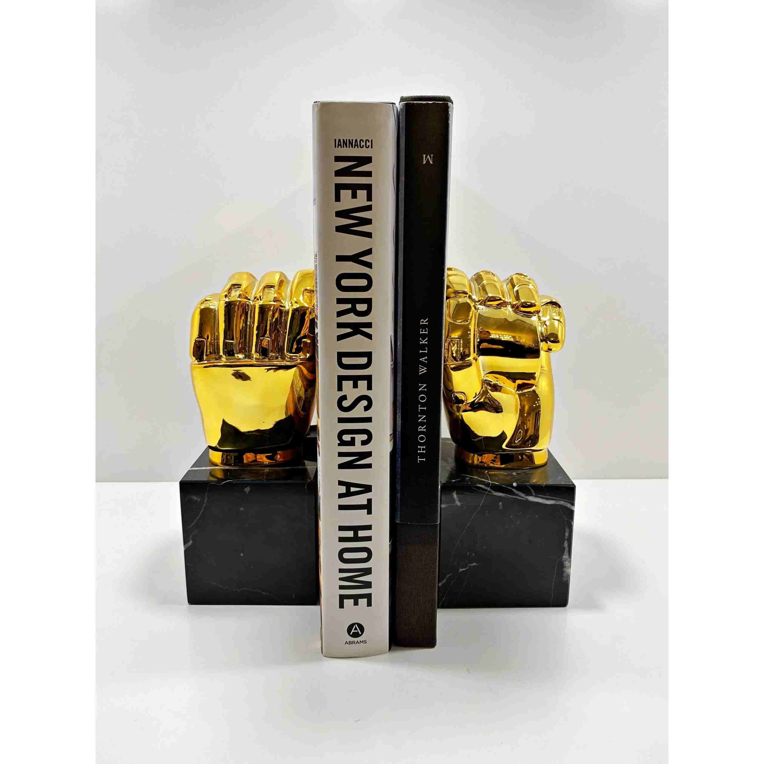 Golden Hand Marble Bookend