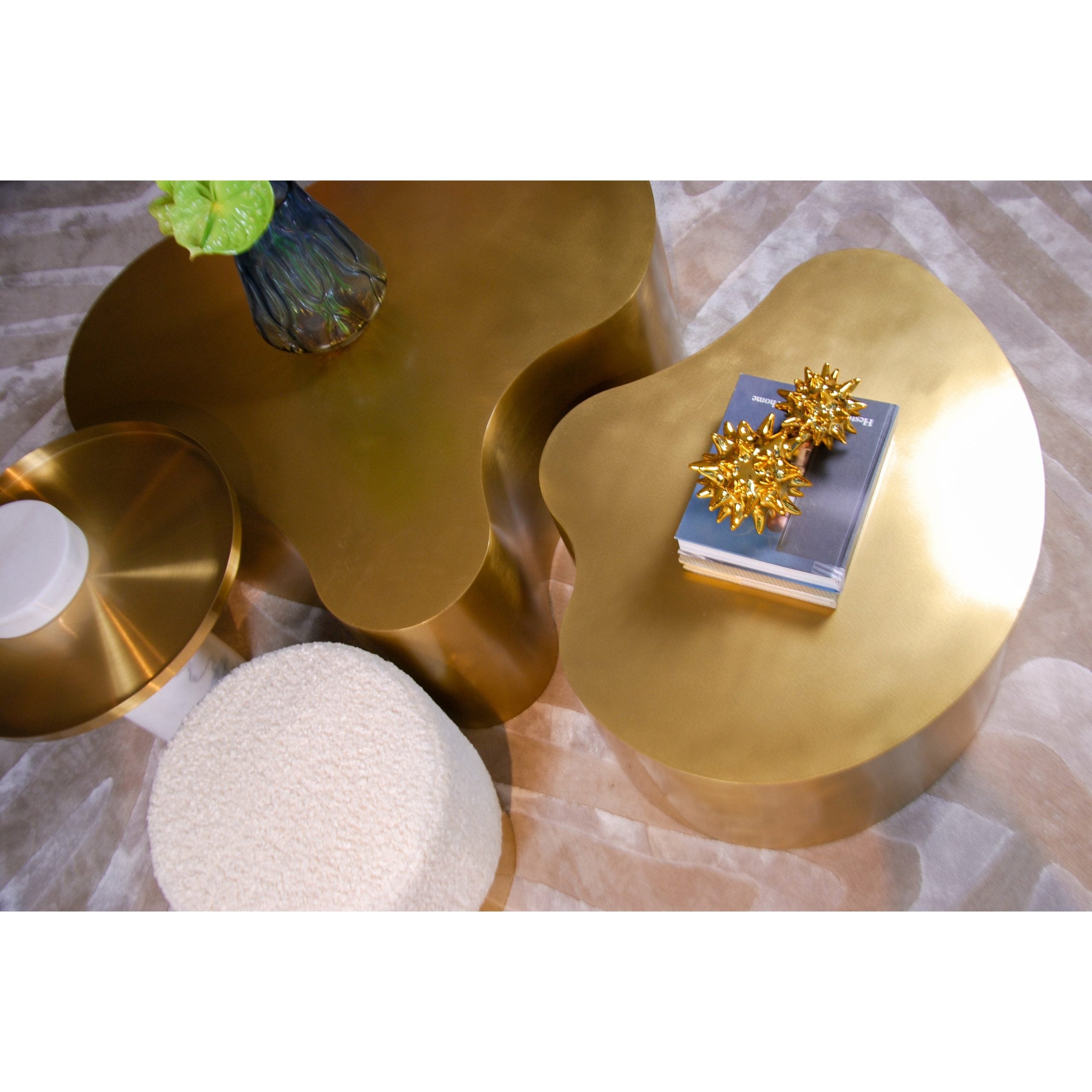 Pebble Brushed Gold Coffee Table