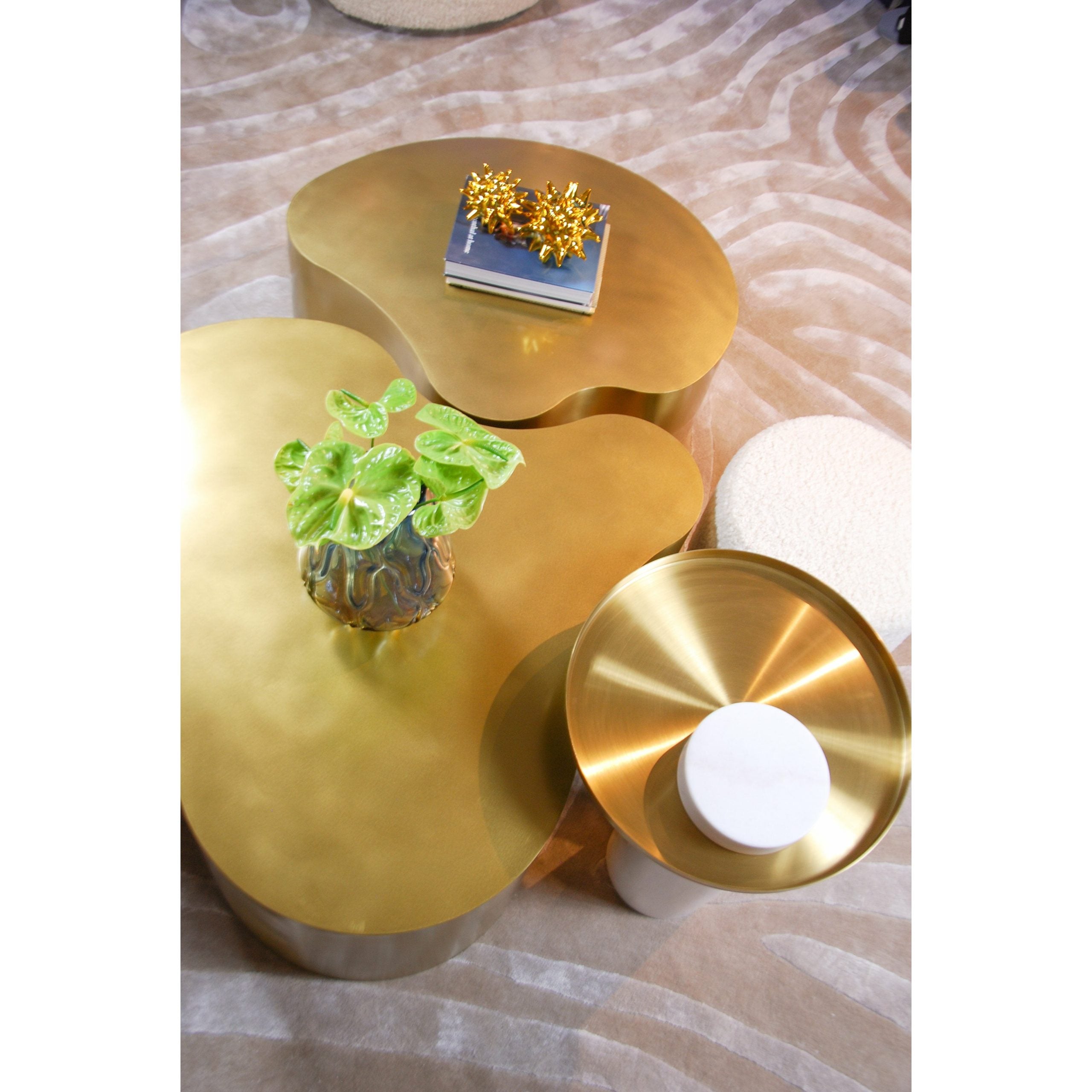 Pebble Brushed Gold Coffee Table