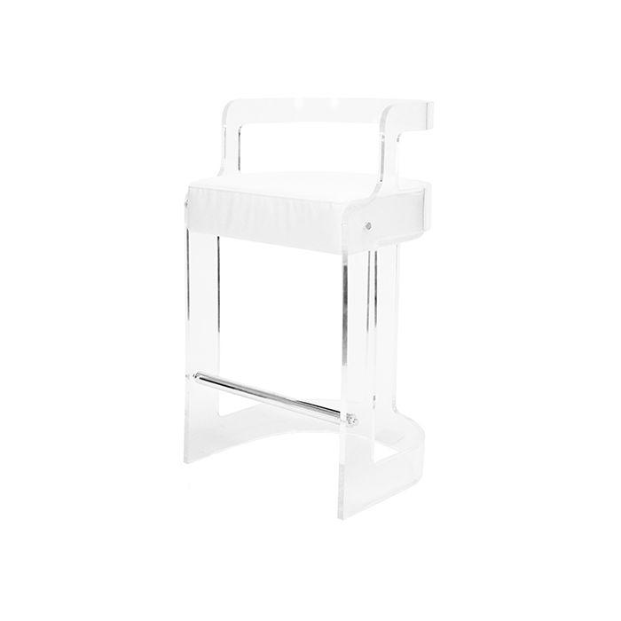 Malone Acrylic & White Vinyl Counter Stool