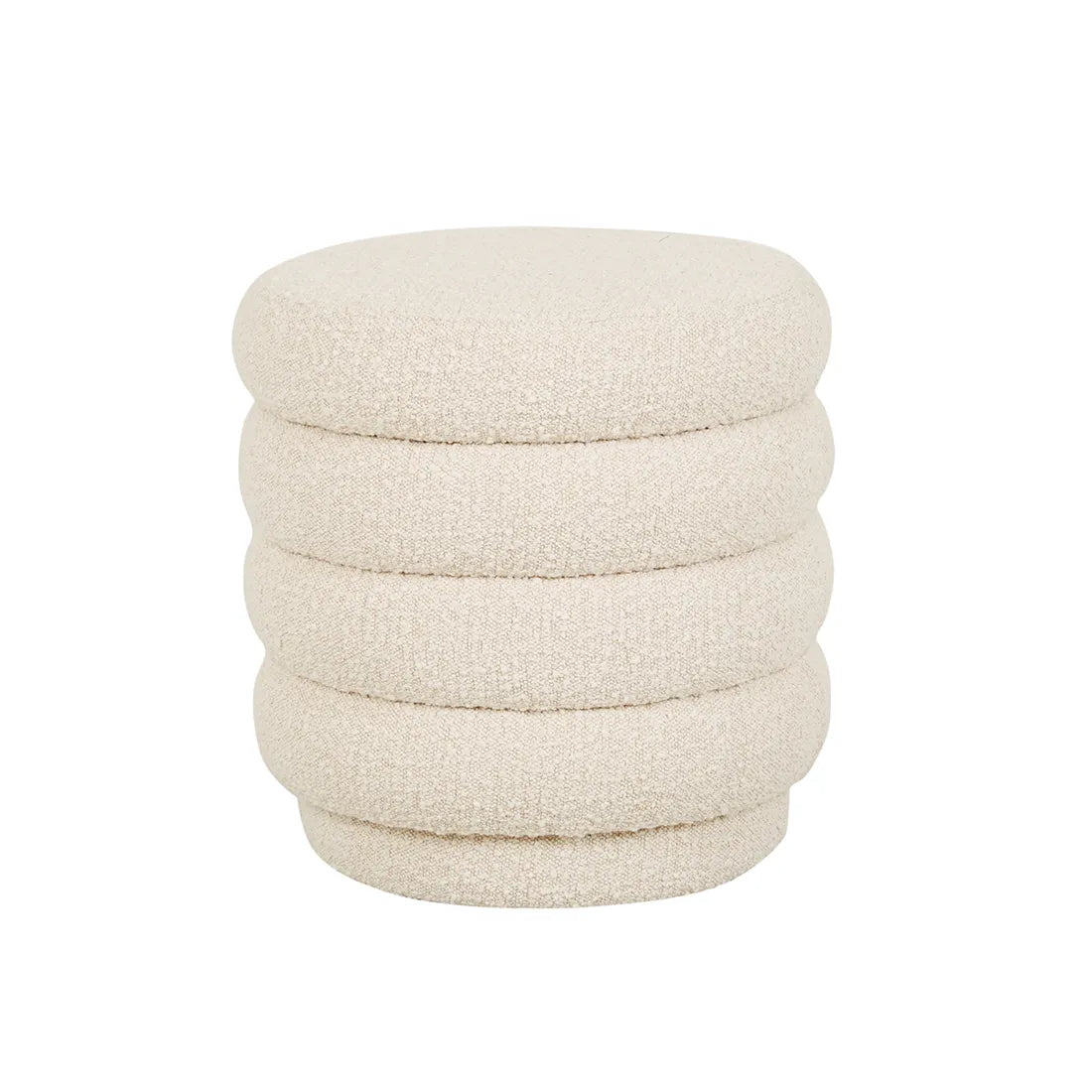 President Ribbed Round Ottoman - Beige Boucle