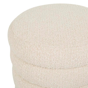 President Ribbed Round Ottoman - Beige Boucle