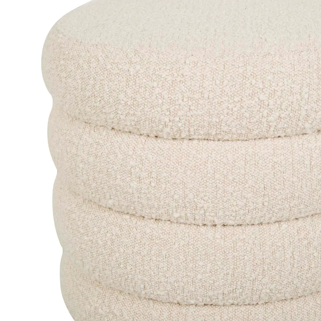 President Ribbed Round Ottoman - Beige Boucle