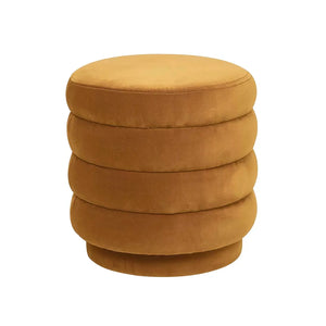 President Ribbed Round Ottoman - Toffee Velvet