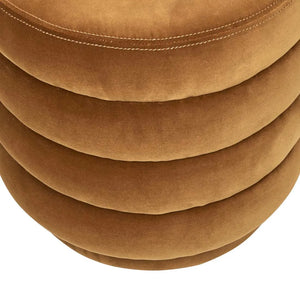 President Ribbed Round Ottoman - Toffee Velvet