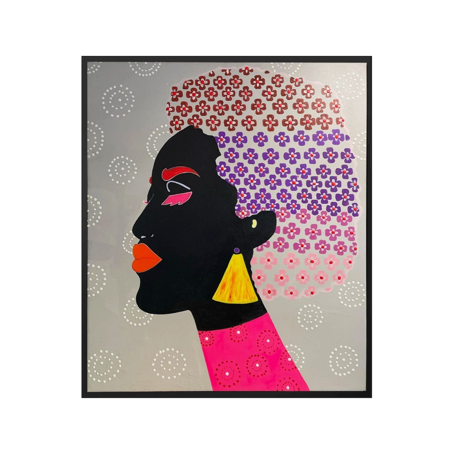 Gadis Dot Framed Canvas Wall Art