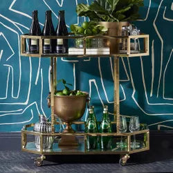 Brooke Mirrored Bar Cart - Gold