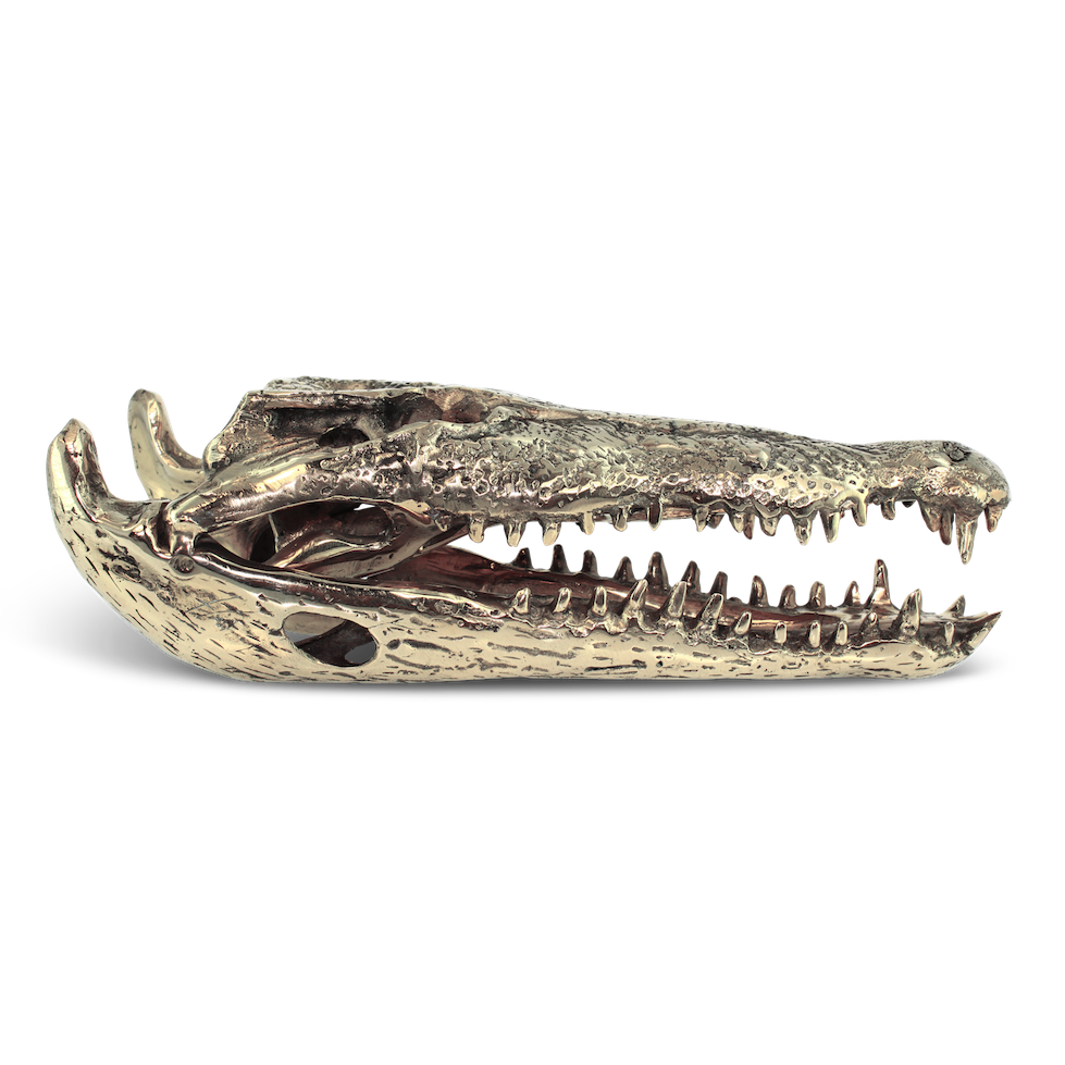 Brass Crocodile Skull