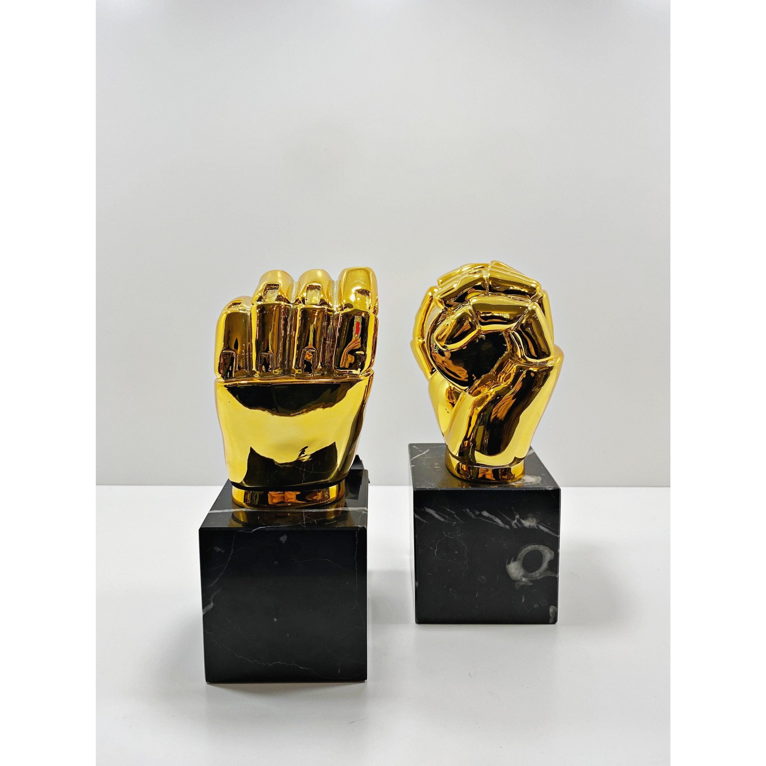 Golden Hand Marble Bookend