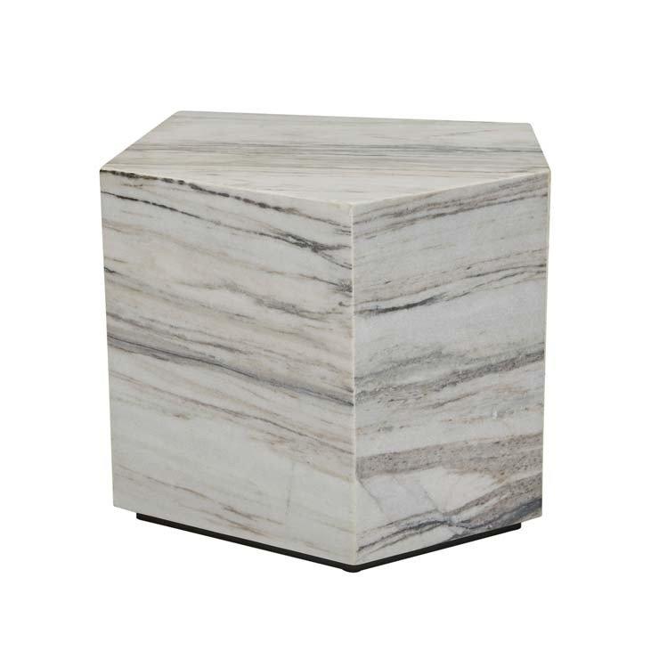 Yugen Block Asymmetrical Marble Side Table